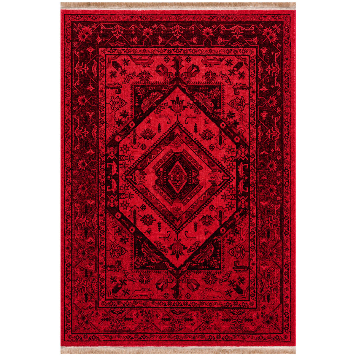 Teppich ROYAL Dunkelrot im Vintage-Orient Stil“– Hochwertig & Pflegeleicht