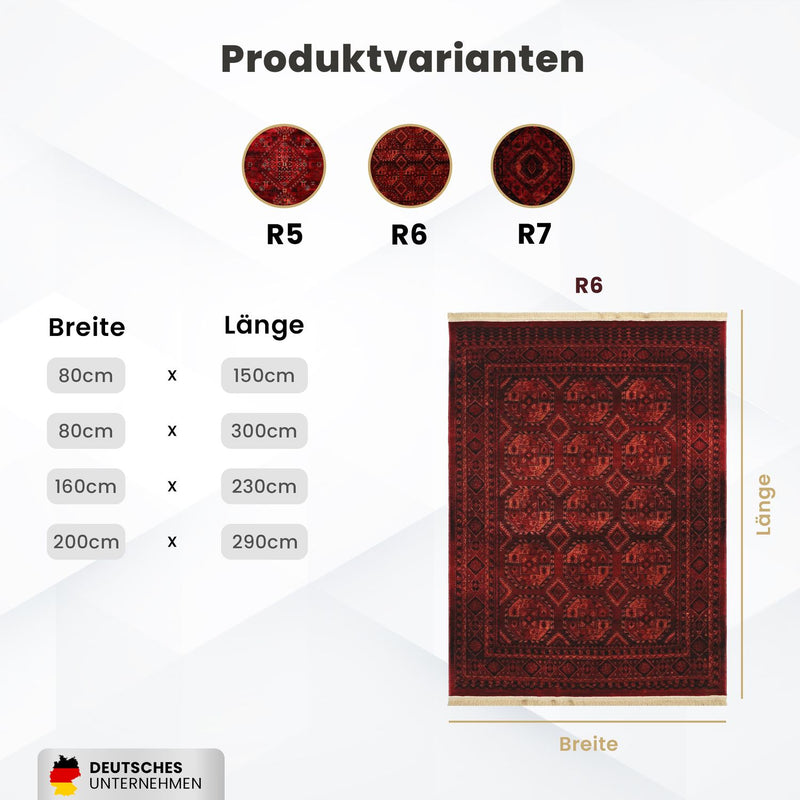 Teppich ROYAL Dunkelrot im Vintage-Orient Stil“– Hochwertig & Pflegeleicht-zoom-