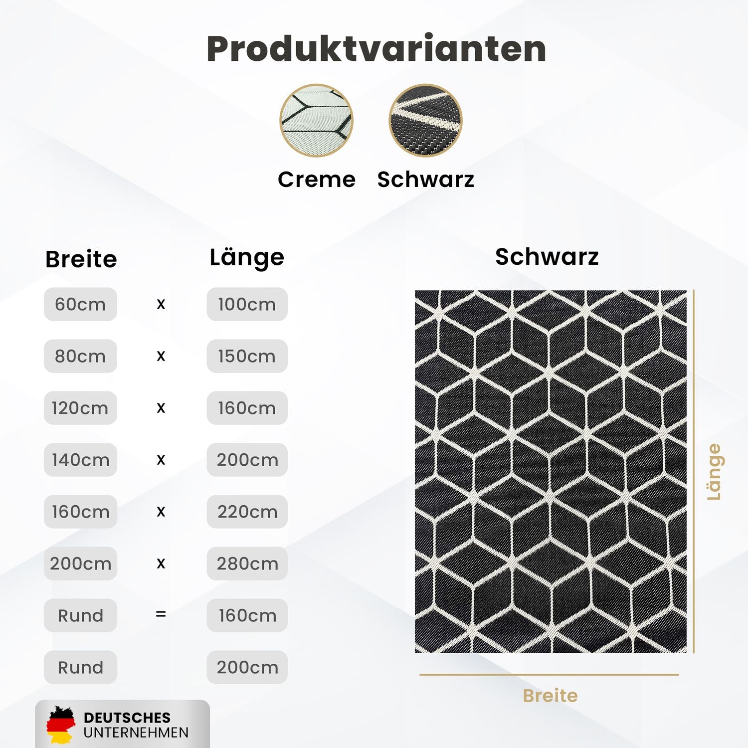 Carpet with diamond pattern, suitable for indoor and outdoor use, robust flat weave, 100% polypropylene, black-6