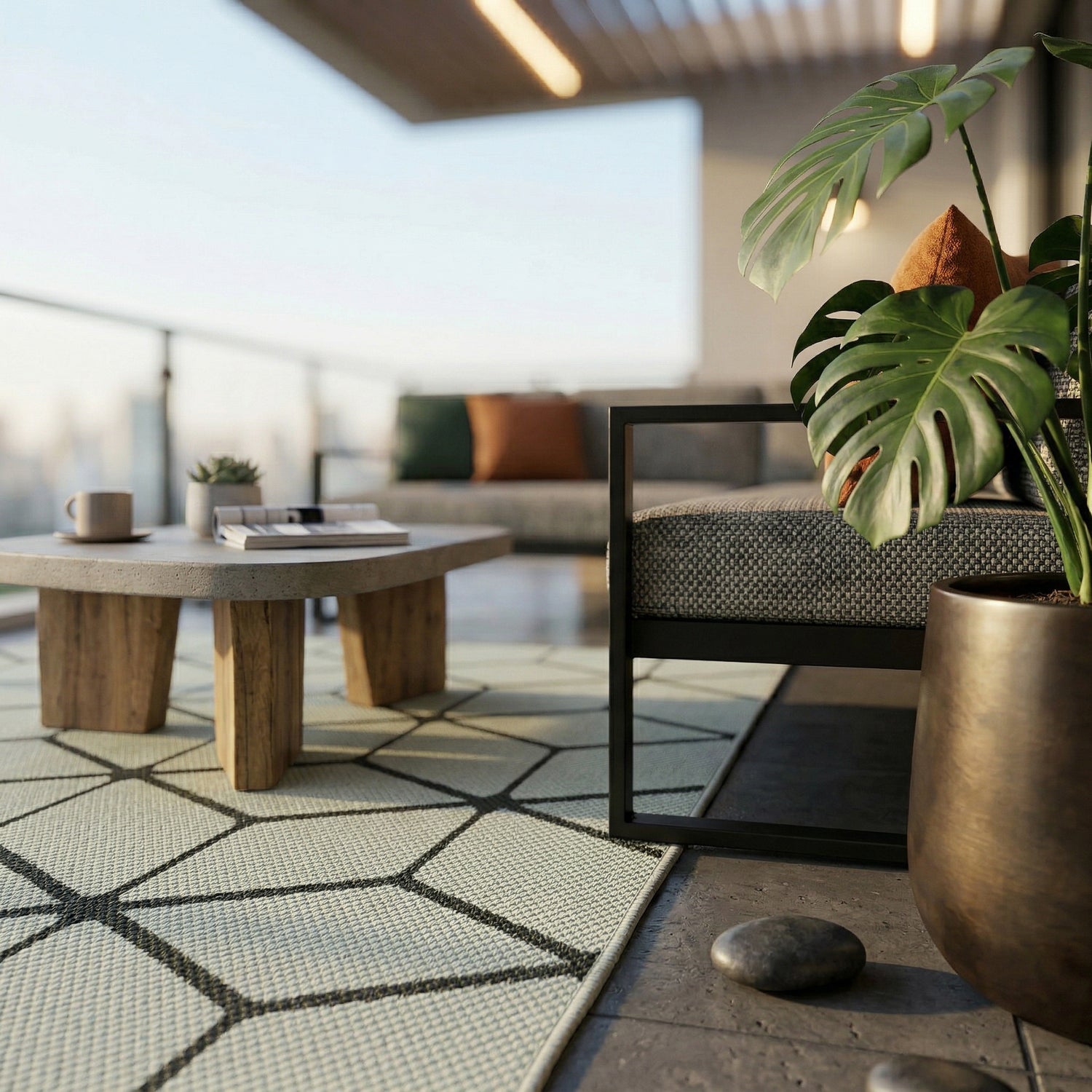 Carpet with diamond pattern, suitable for indoor and outdoor use, robust flat weave, 100% polypropylene, white-zoom-4