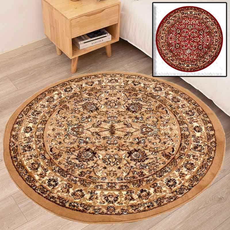 Teppich Rund Orientalisch Klassisch Orient Teppich Kurzflor Wohnzimmer Schlafzimmer-zoom-1