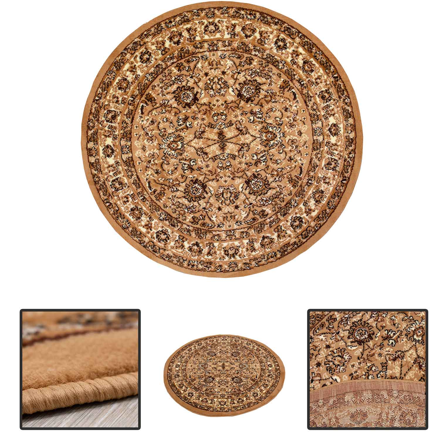 Teppich Rund Orientalisch Klassisch Orient Teppich Kurzflor Wohnzimmer Schlafzimmer-zoom-3