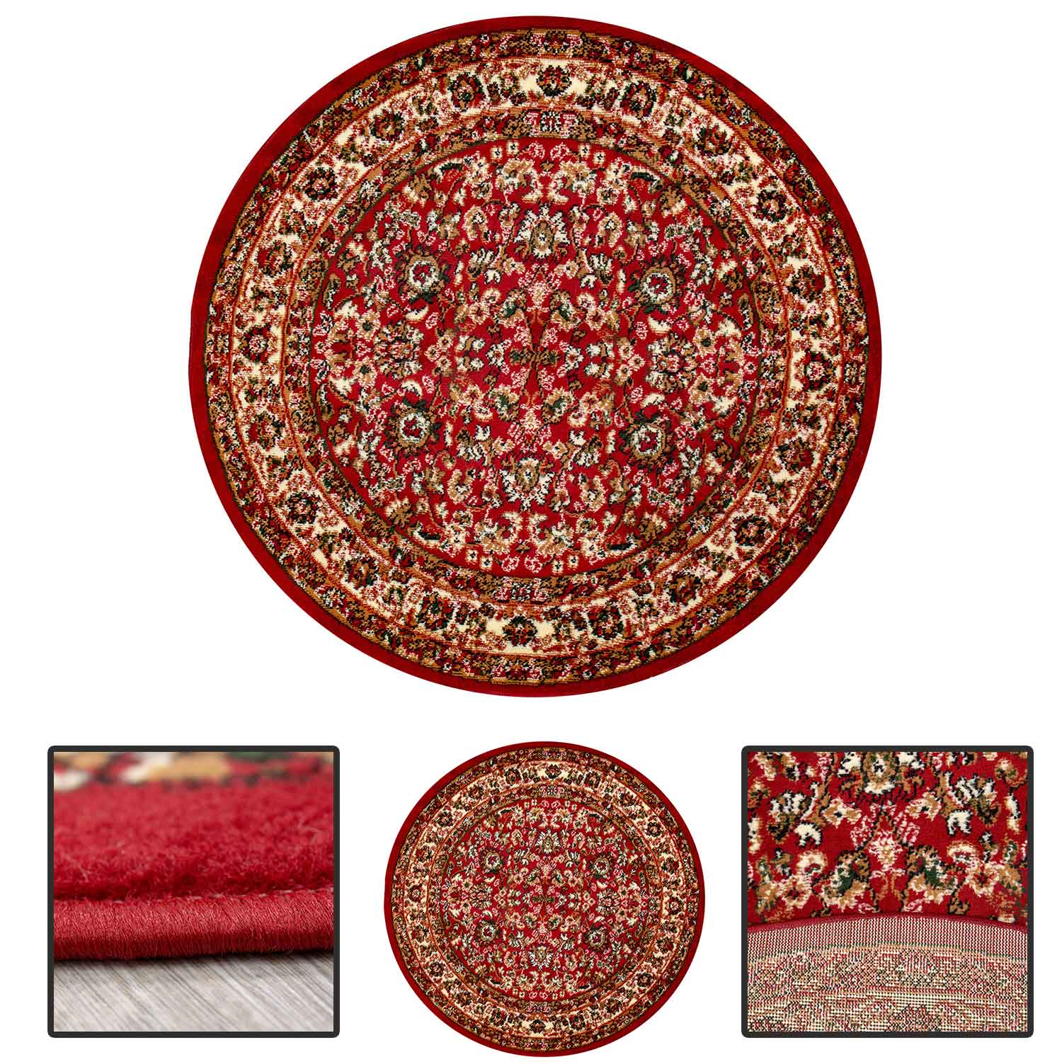 Teppich Rund Orientalisch Klassisch Orient Teppich Kurzflor Wohnzimmer Schlafzimmer-2