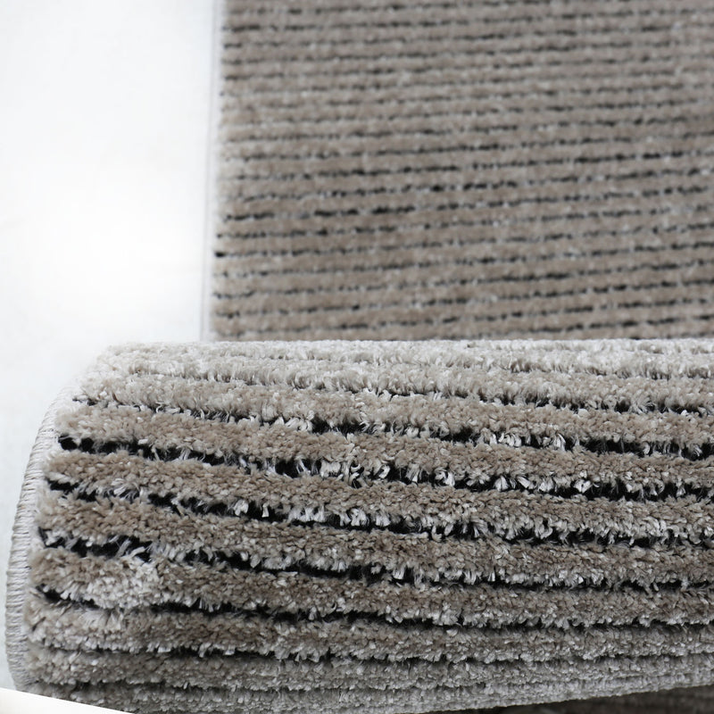 Modern striped carpet with contour cut for living room, bedroom, children's room-zoom-
