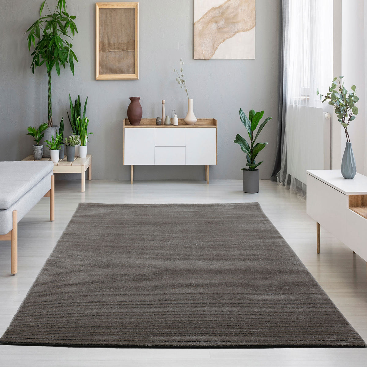 Modern striped carpet with contour cut for living room, bedroom, children's room