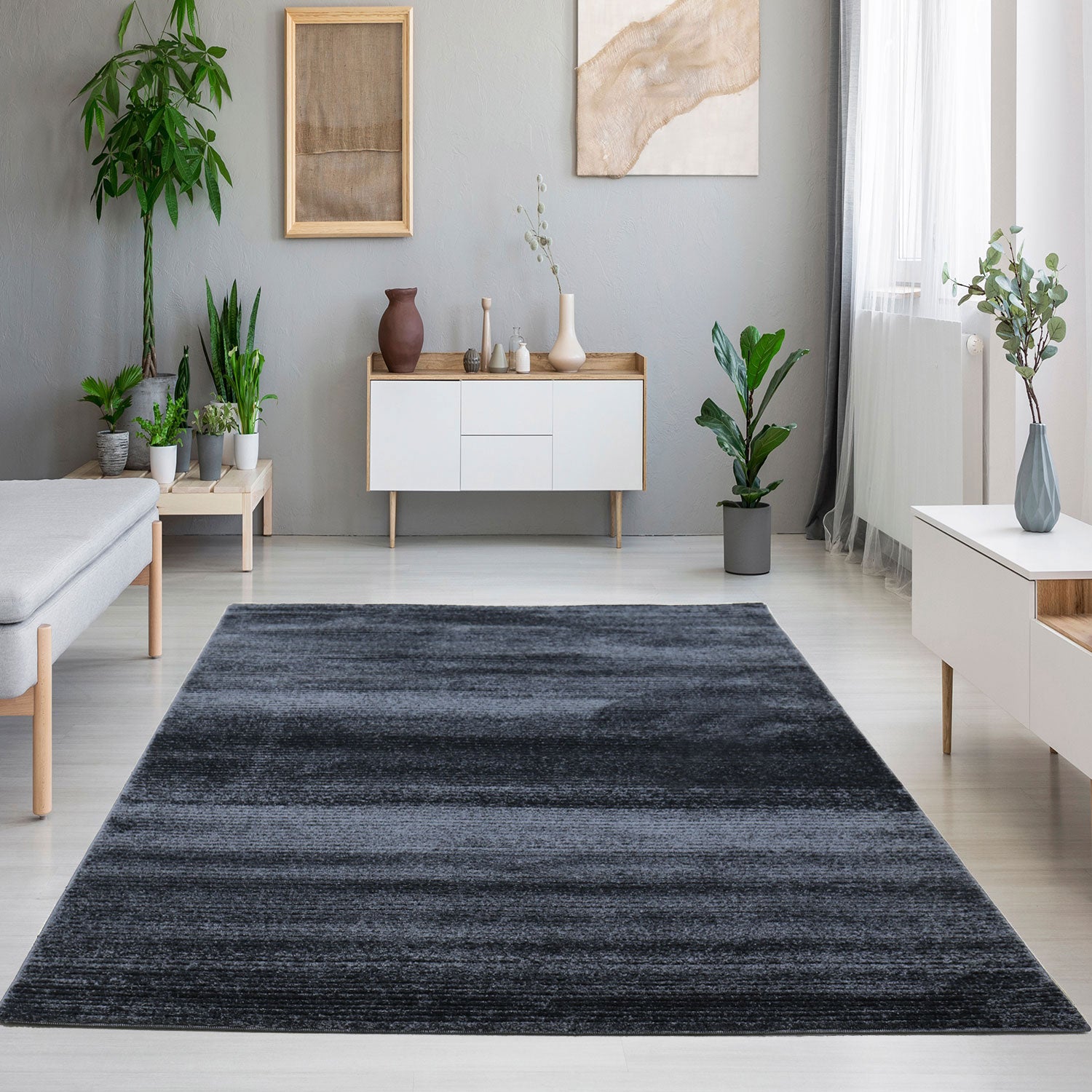 Modern striped carpet with contour cut for living room, bedroom, children's room-12