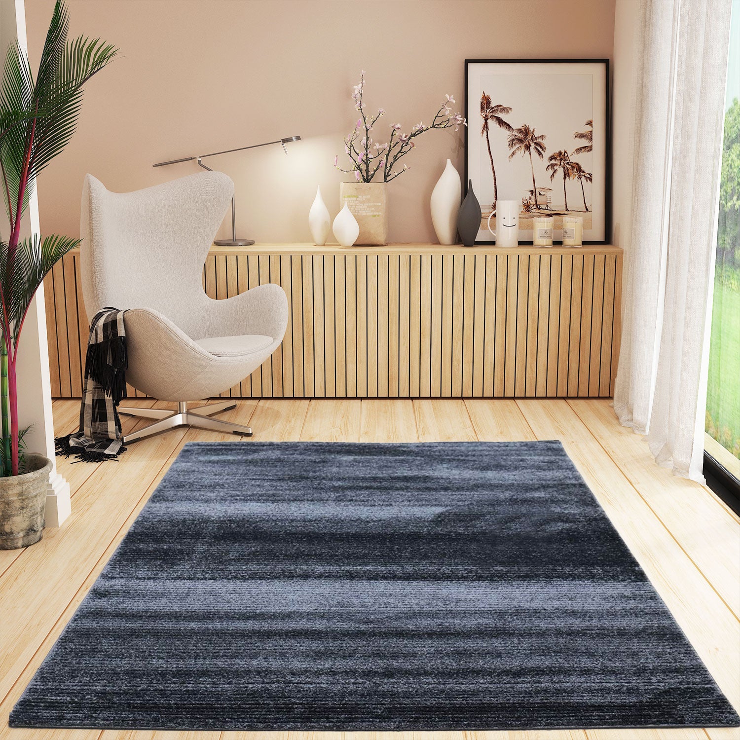 Modern striped carpet with contour cut for living room, bedroom, children's room-16