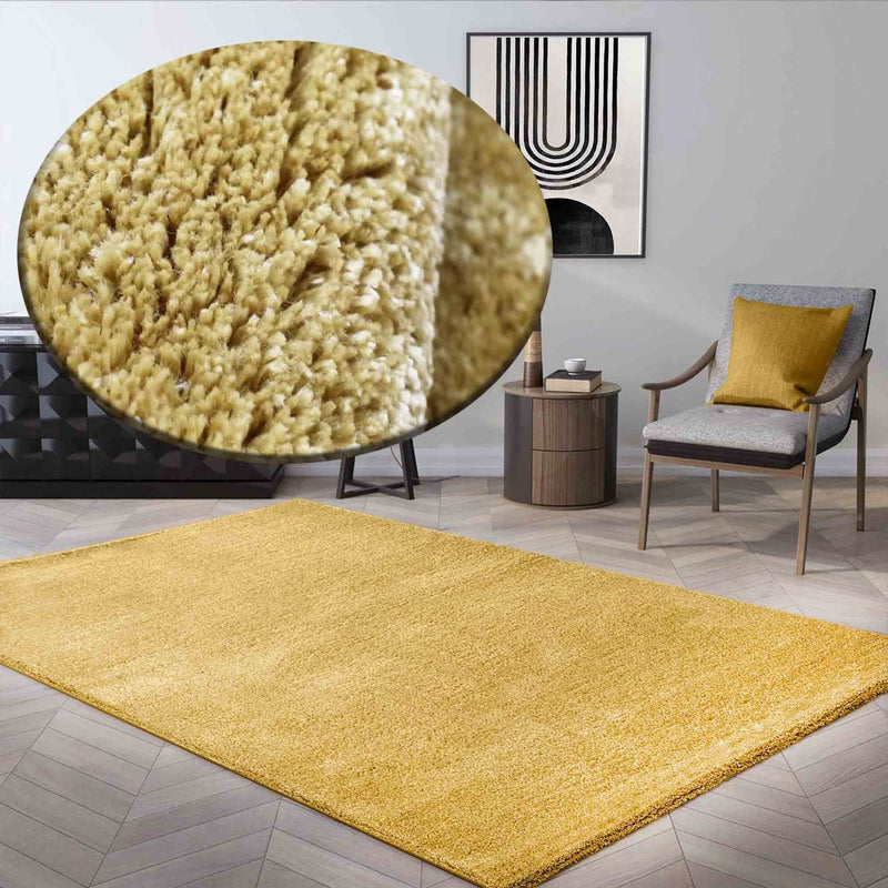 Short-pile rug, solid color, super quality, ultra-soft, for living room, children's room, bedroom, runner-zoom-