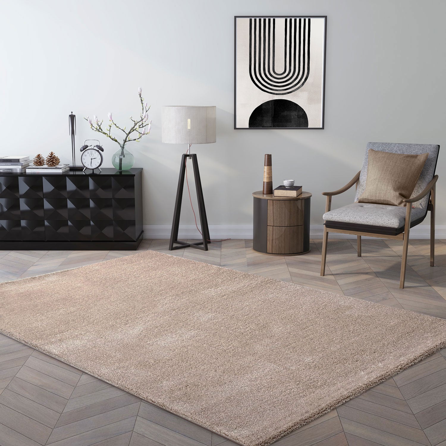 Short-pile rug, solid color, super quality, ultra-soft, for living room, children's room, bedroom, runner-zoom-10