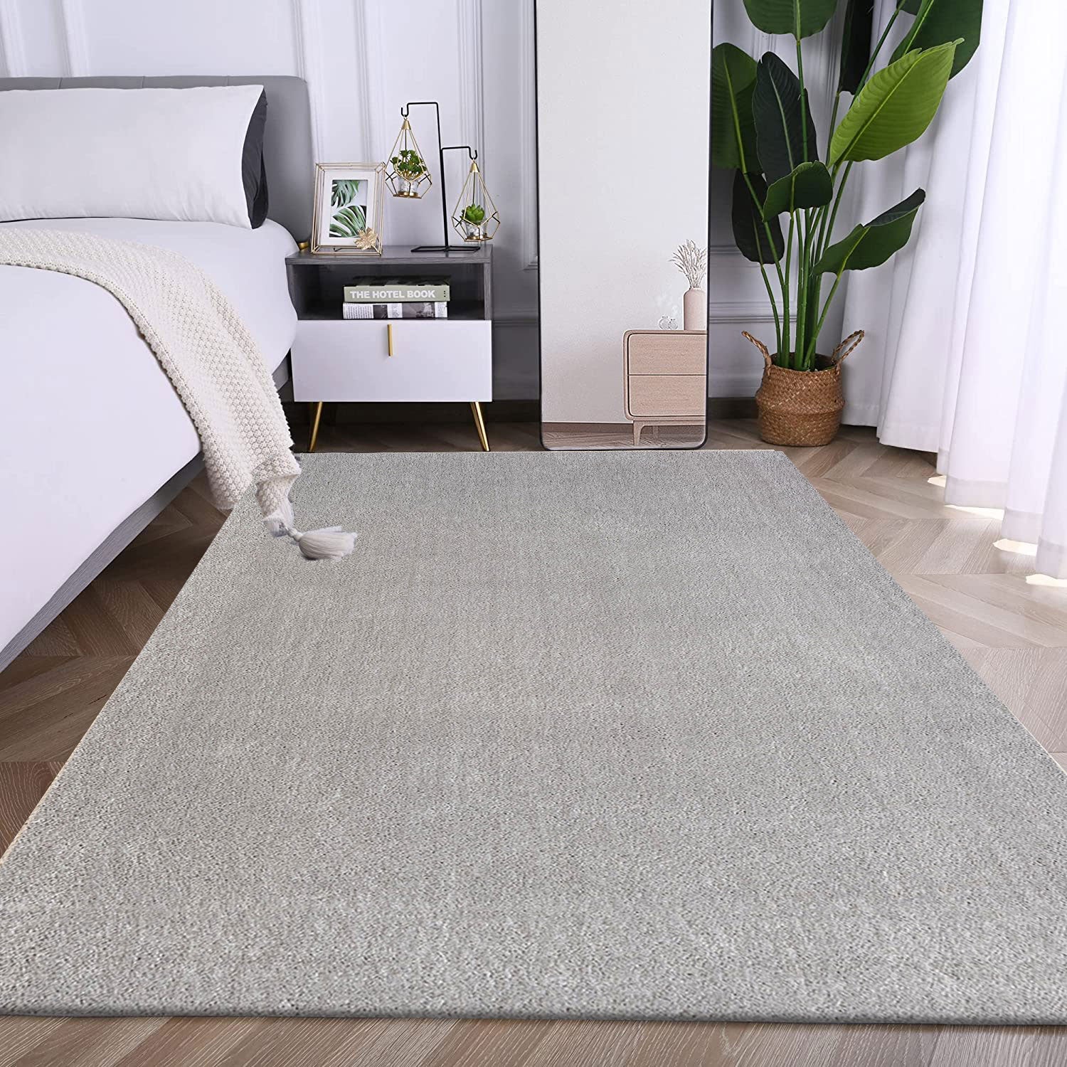 Short-pile rug, solid color, super quality, ultra-soft, for living room, children's room, bedroom, runner-zoom-6