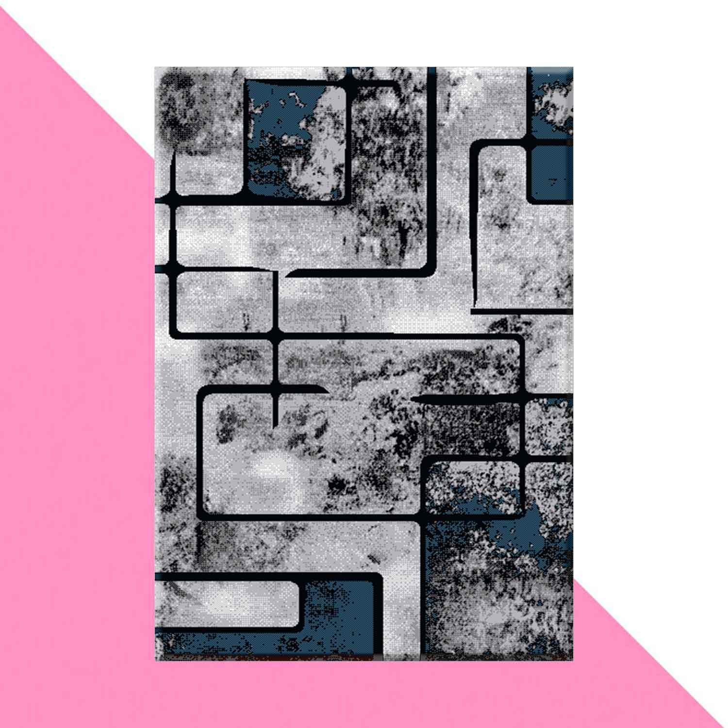 Teppich Turkis Grau Wohnzimmer Vintage Kurzflor Geometrisch Muster Abstrakt Meliert-zoom-4