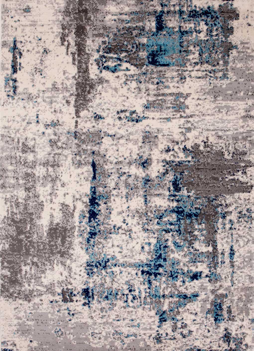 Abstract Vintage Look Rug for Living Room, Short Pile Rug, Runner, Blue/Grey-zoom-1