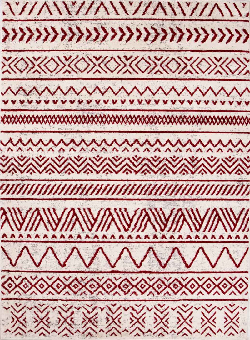 Teppich Vintage Boho - Look Kurzflor Teppich creme / Rot-zoom-