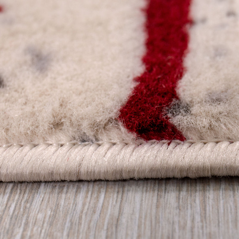 Teppich Vintage Boho - Look Kurzflor Teppich creme / Rot-zoom-