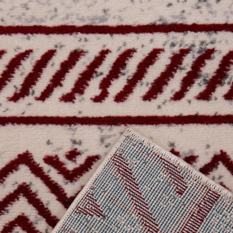 Teppich Vintage Boho - Look Kurzflor Teppich creme / Rot-zoom-