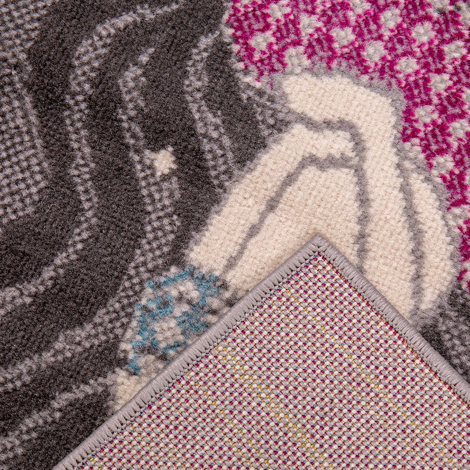 Children's rug, nursery rug, mermaid short pile, baby grey pink-zoom-2