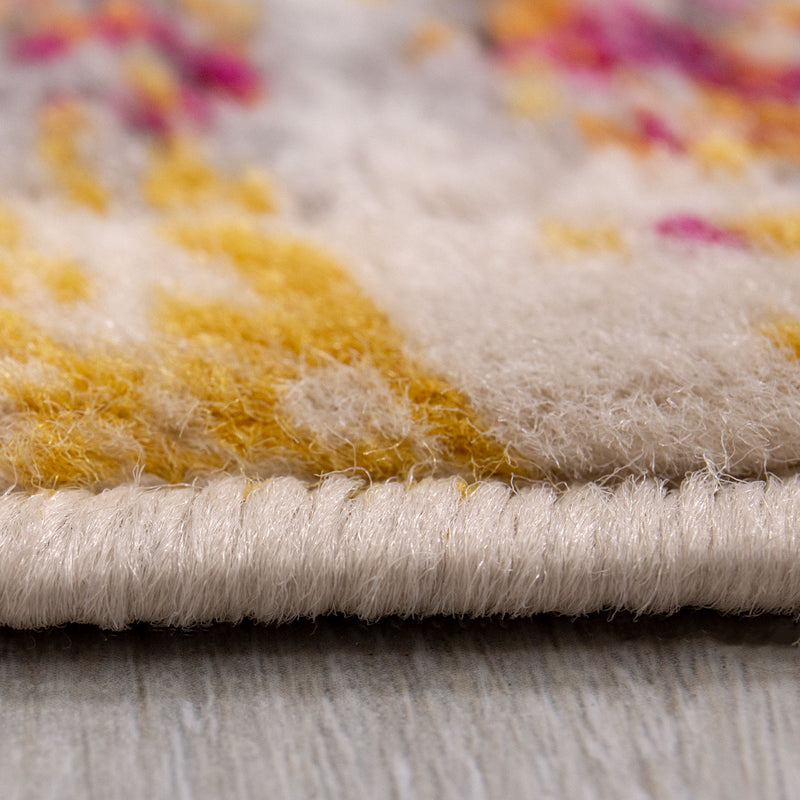 Vintage Look Designer Short Pile Rug Runner, Colorful/Red-zoom-