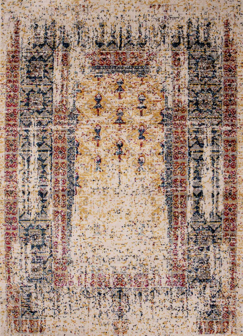 Vintage Look Designer Short Pile Rug Runner, Colorful/Red-zoom-