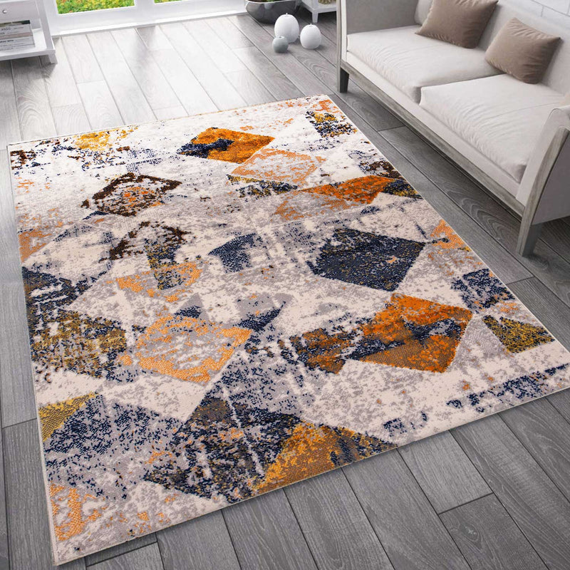 Vintage Look Designer Short Pile Rug Runner Copper-zoom-