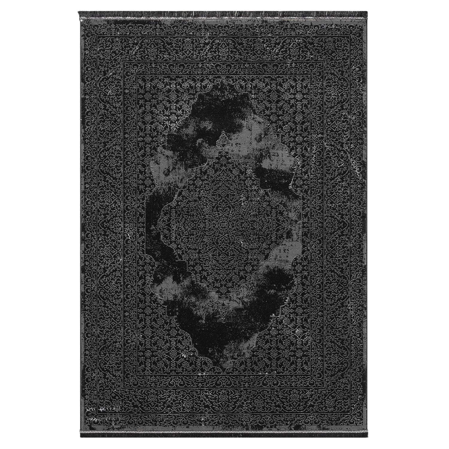 Living room rug with ornamental pattern, elegant golden accent, high-quality, easy-care-6