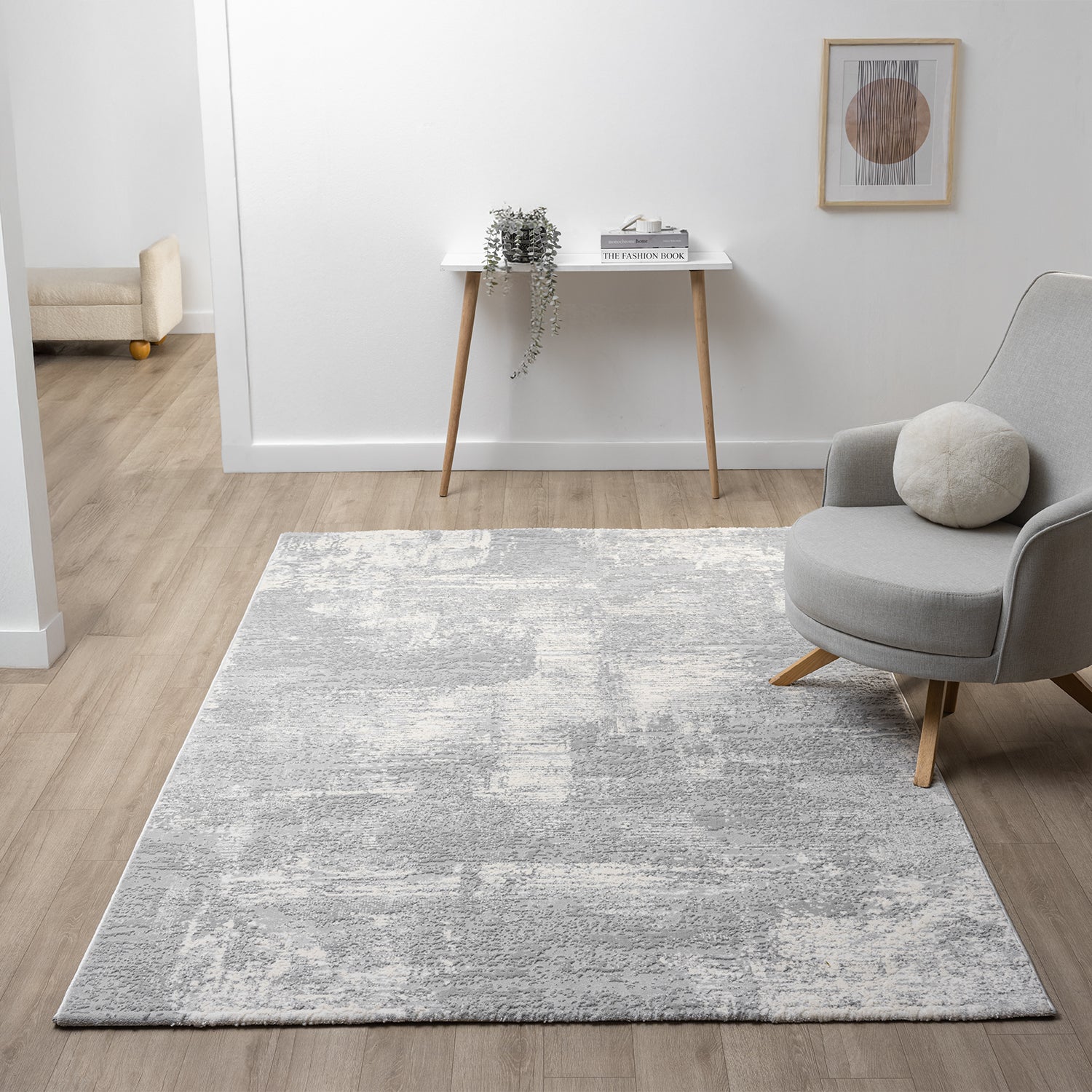 Living room/bedroom rug, vintage look, short pile rug with a distressed pattern-7