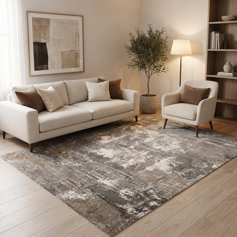 Teppich Wohnzimmer / Schlafzimmer Vintage Look Teppich Kurzflor Used Muster-zoom-