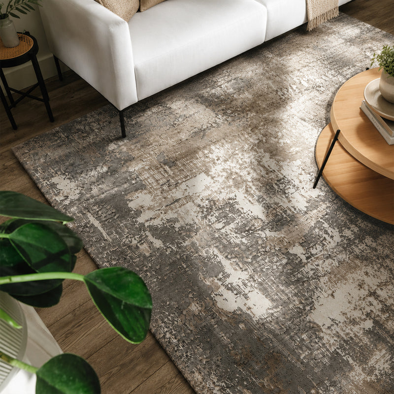 Teppich Wohnzimmer / Schlafzimmer Vintage Look Teppich Kurzflor Used Muster-zoom-