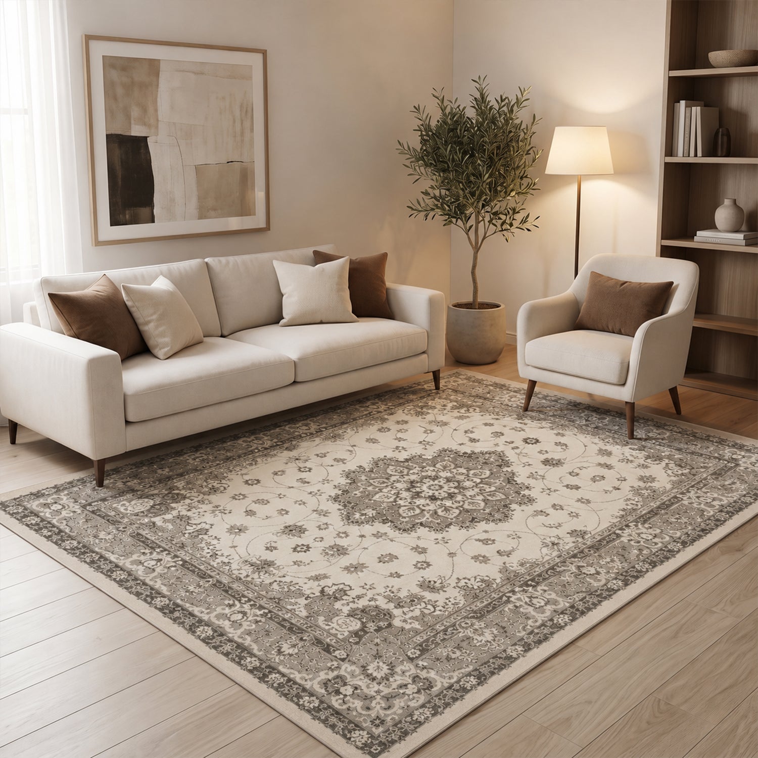 Teppich Wohnzimmer / Schlafzimmer Vintage Look Teppich Kurzflor Used Muster-3