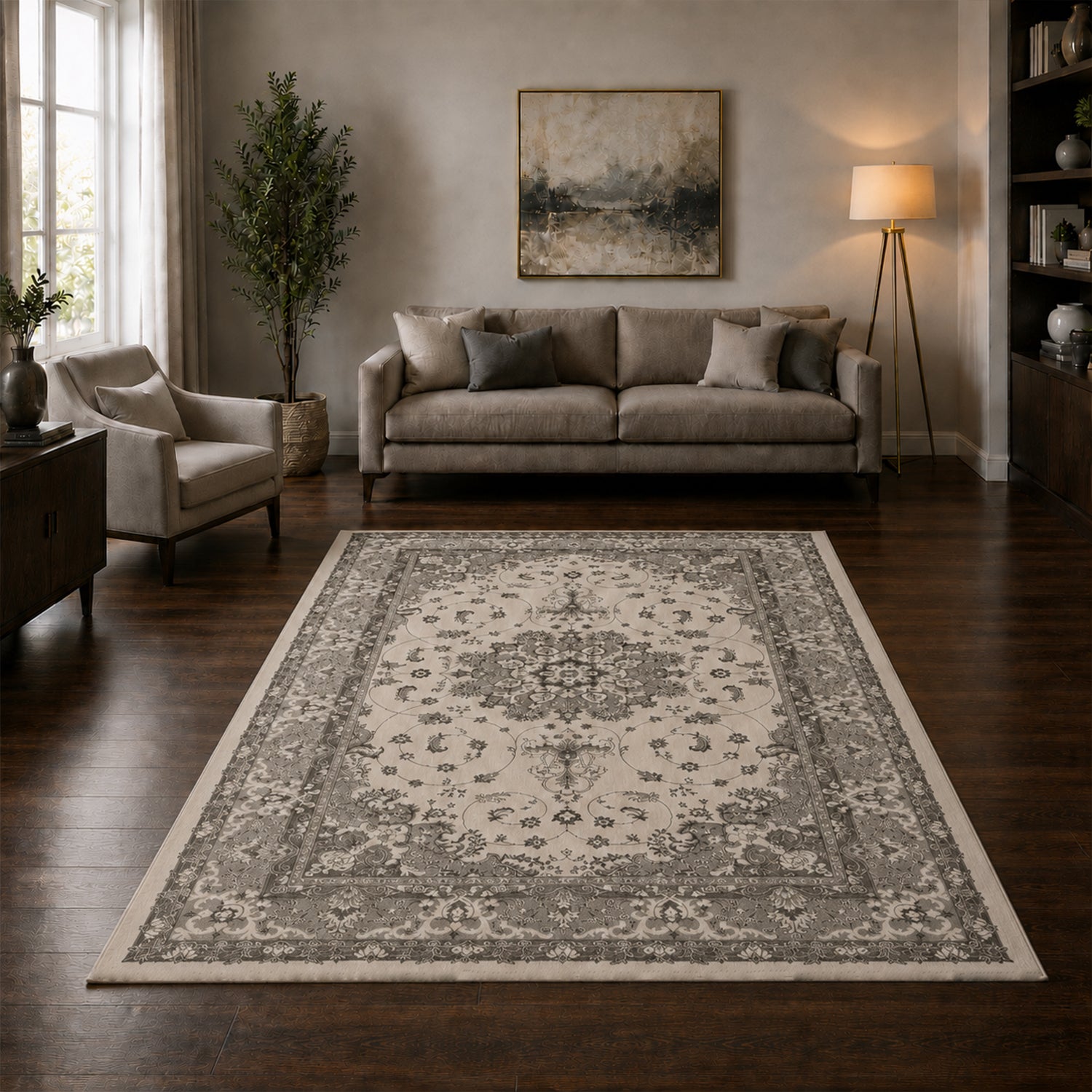 Teppich Wohnzimmer / Schlafzimmer Vintage Look Teppich Kurzflor Used Muster-zoom-2