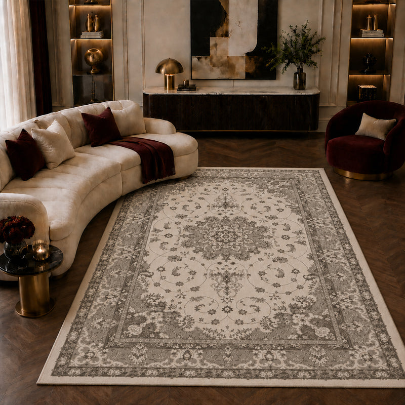 Teppich Wohnzimmer / Schlafzimmer Vintage Look Teppich Kurzflor Used Muster-zoom-