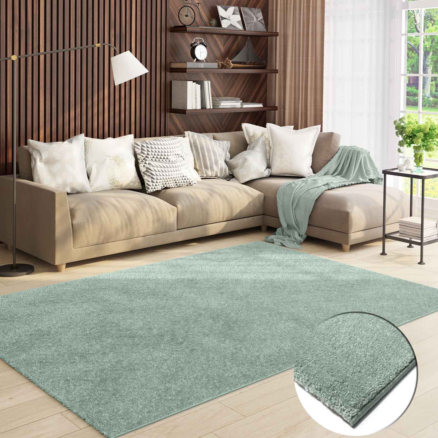 Short-pile, solid-color rug for living room, suitable for bedrooms and children's rooms; soft and easy-care; various sizes and colors. -zoom-22
