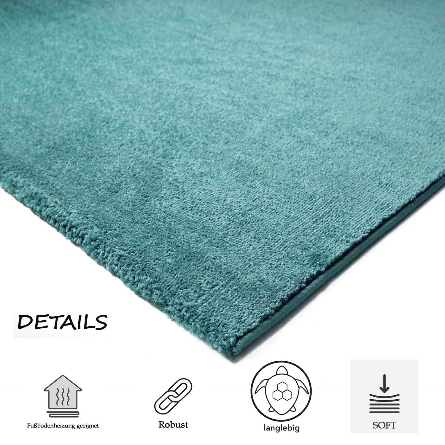 Short-pile, solid-color rug for living room, suitable for bedrooms and children's rooms; soft and easy-care; various sizes and colors. -zoom-34