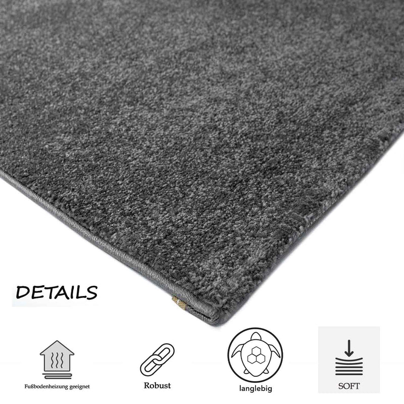 Short-pile, solid-color rug for living room, suitable for bedrooms and children's rooms; soft and easy-care; various sizes and colors. -zoom-