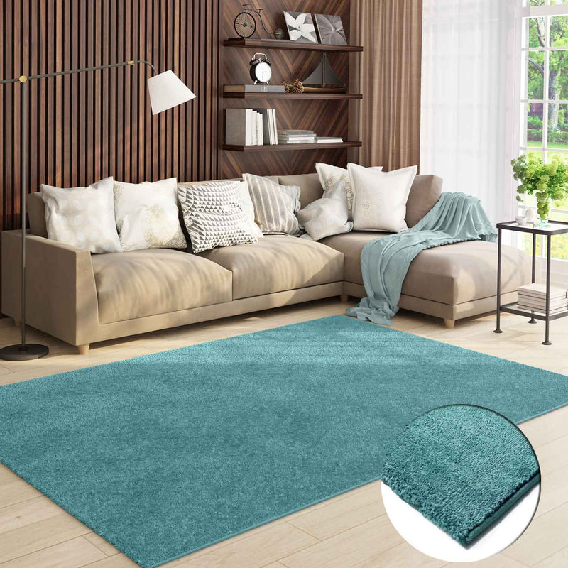 Short-pile, solid-color rug for living room, suitable for bedrooms and children's rooms; soft and easy-care; various sizes and colors. -zoom-