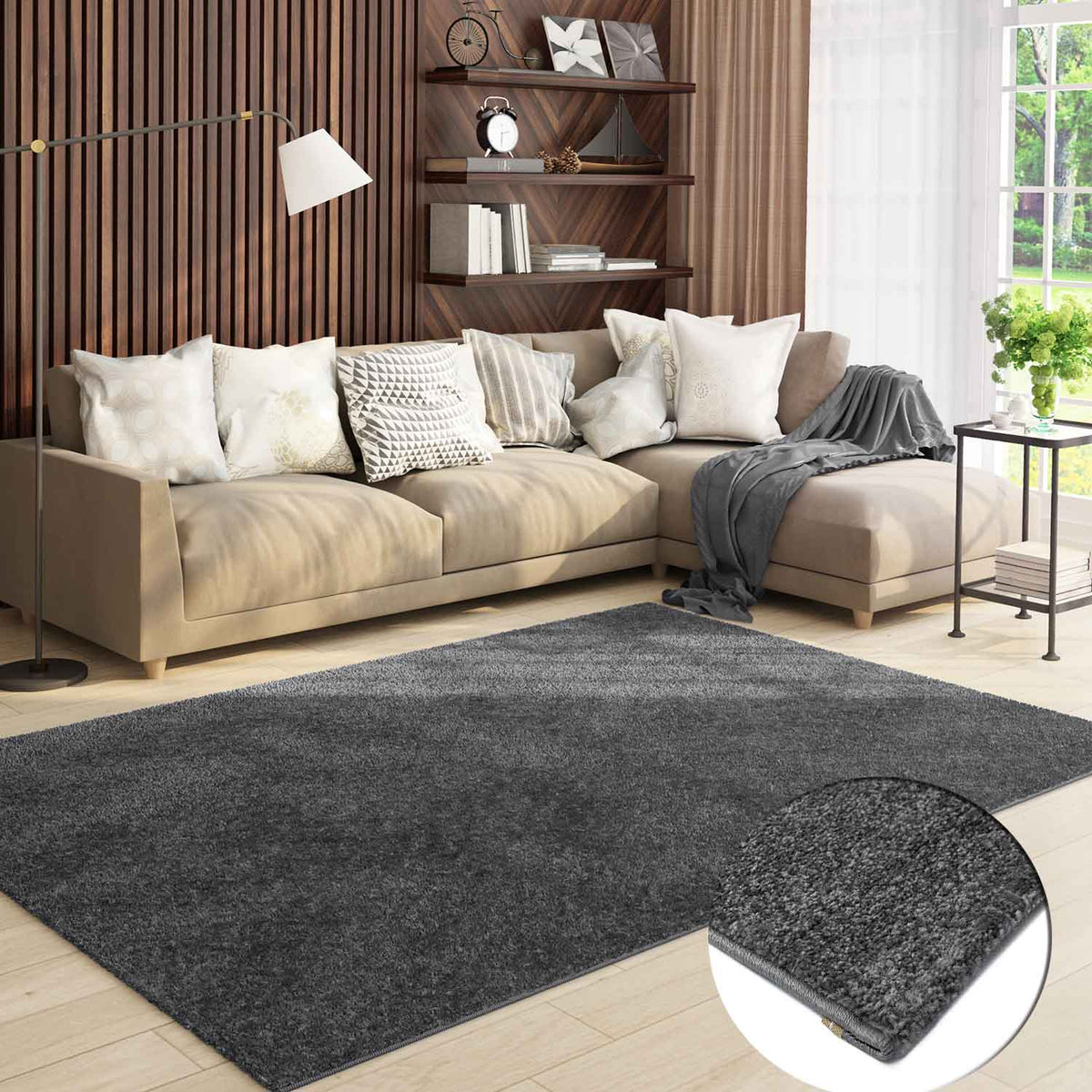 Short-pile, solid-color rug for living room, suitable for bedrooms and children's rooms; soft and easy-care; various sizes and colors. 