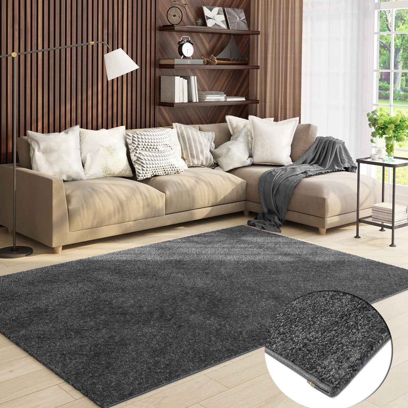 Short-pile, solid-color rug for living room, suitable for bedrooms and children's rooms; soft and easy-care; various sizes and colors. -zoom-