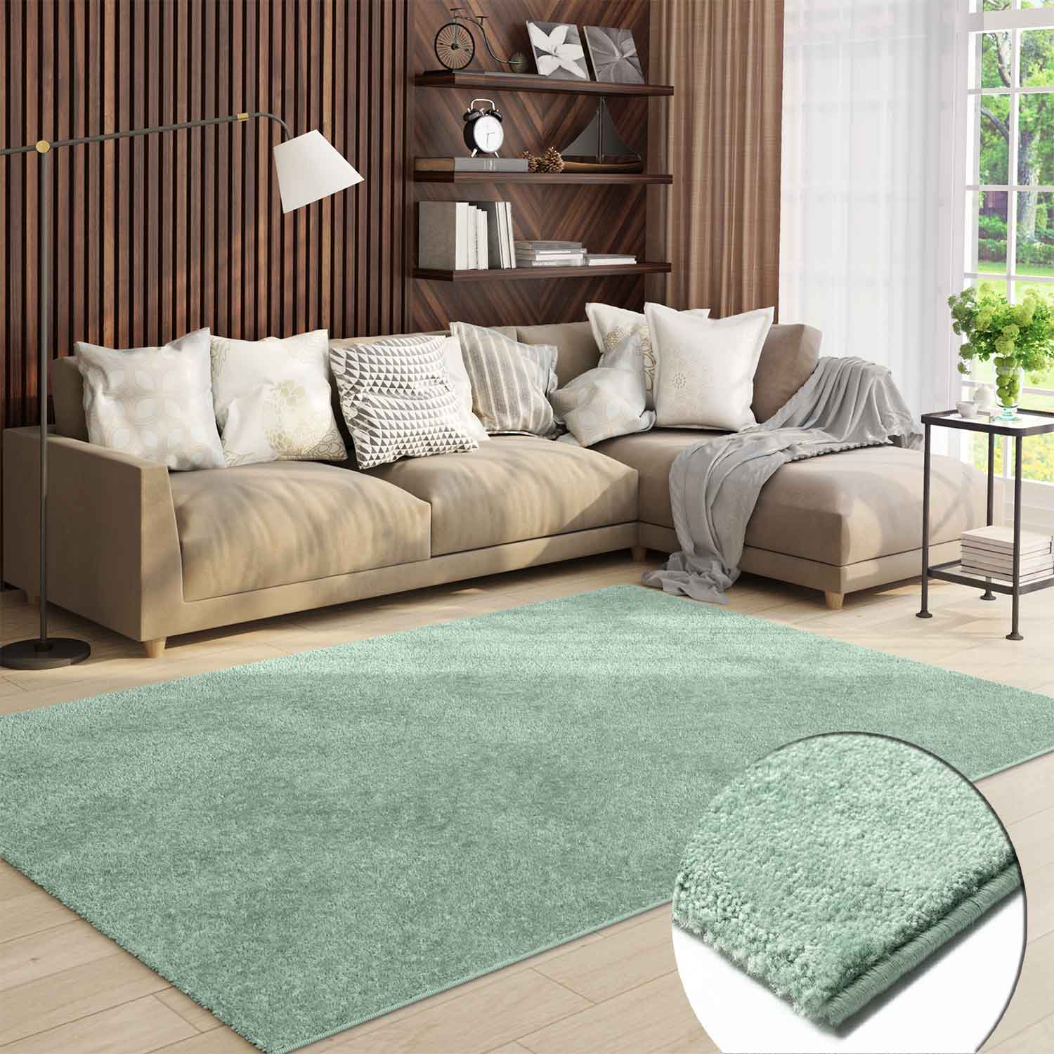 Short-pile, solid-color rug for living room, suitable for bedrooms and children's rooms; soft and easy-care; various sizes and colors. -zoom-2