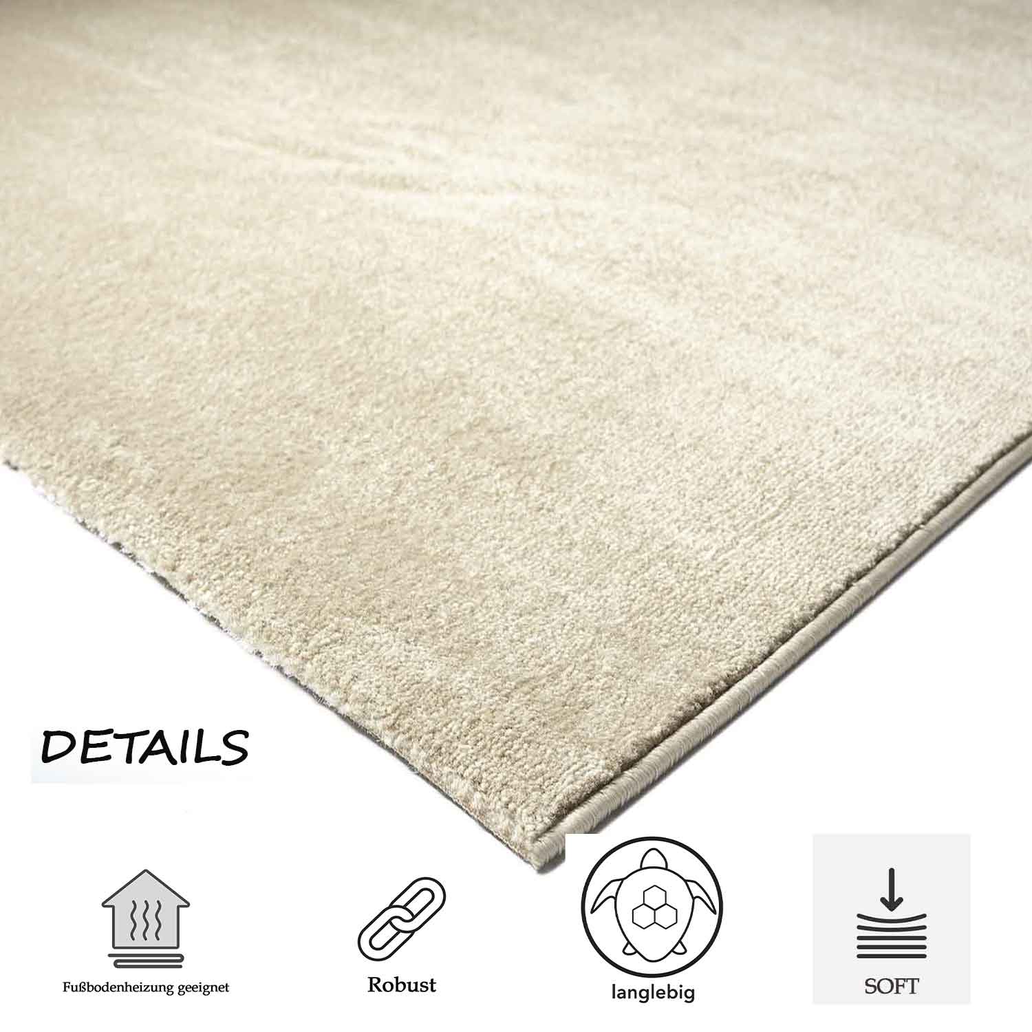 Short-pile, solid-color rug for living room, suitable for bedrooms and children's rooms; soft and easy-care; various sizes and colors. -39