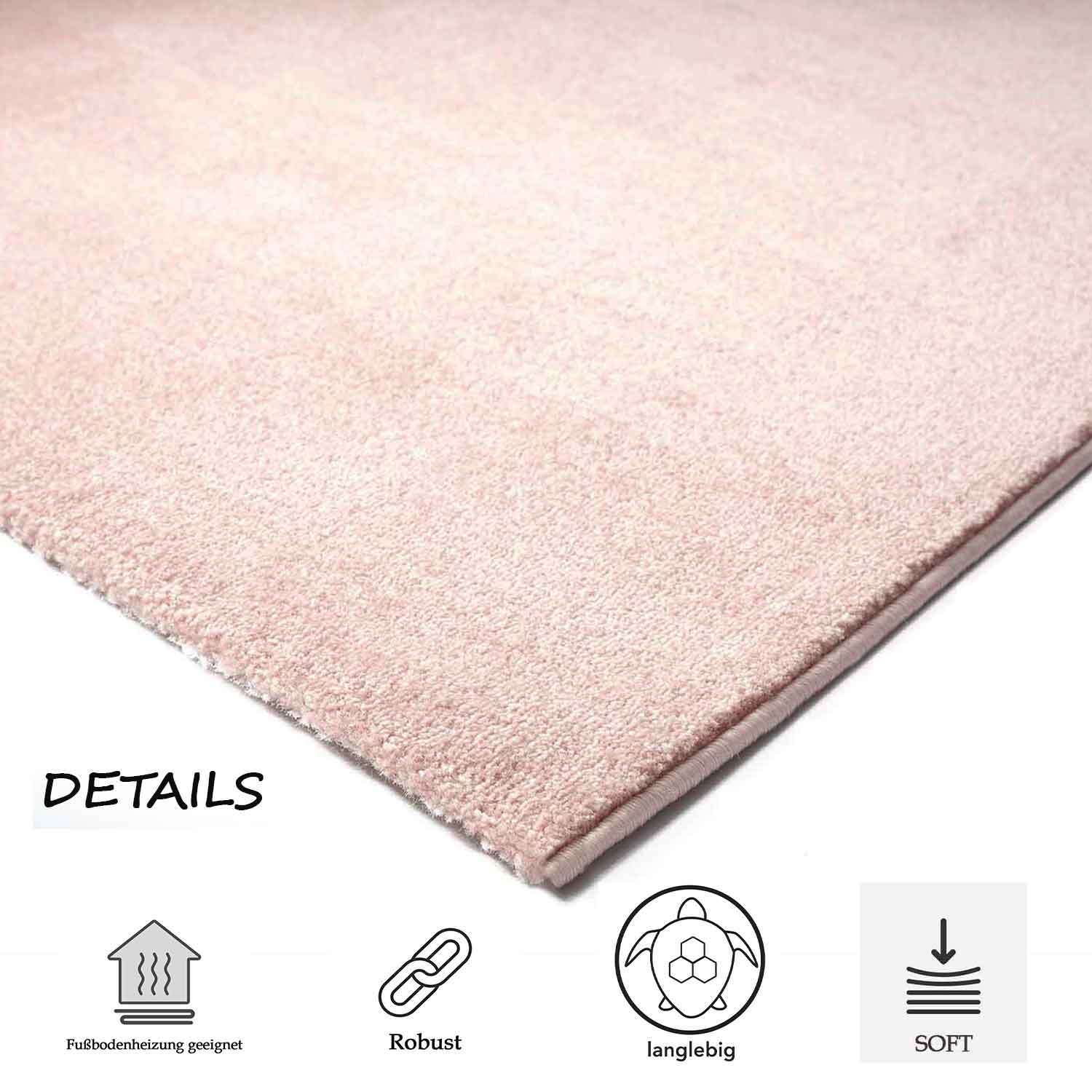 Short-pile, solid-color rug for living room, suitable for bedrooms and children's rooms; soft and easy-care; various sizes and colors. -zoom-14