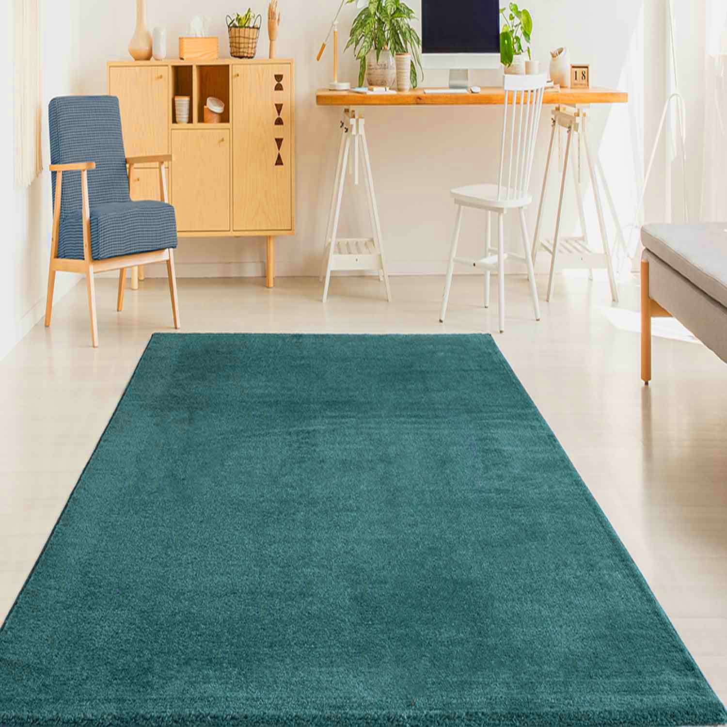 Short-pile, solid-color rug for living room, suitable for bedrooms and children's rooms; soft and easy-care; various sizes and colors. -zoom-36