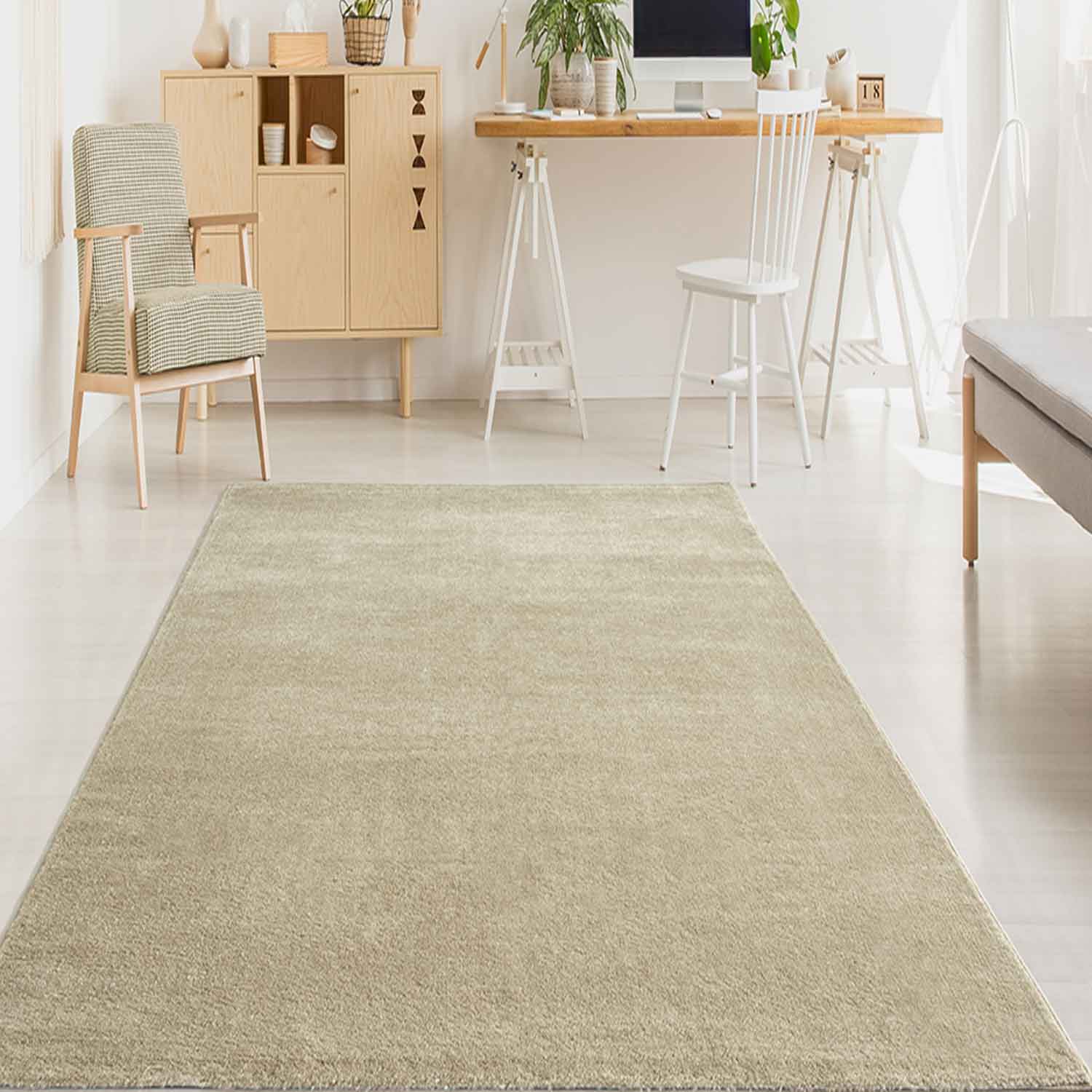 Short-pile, solid-color rug for living room, suitable for bedrooms and children's rooms; soft and easy-care; various sizes and colors. -41
