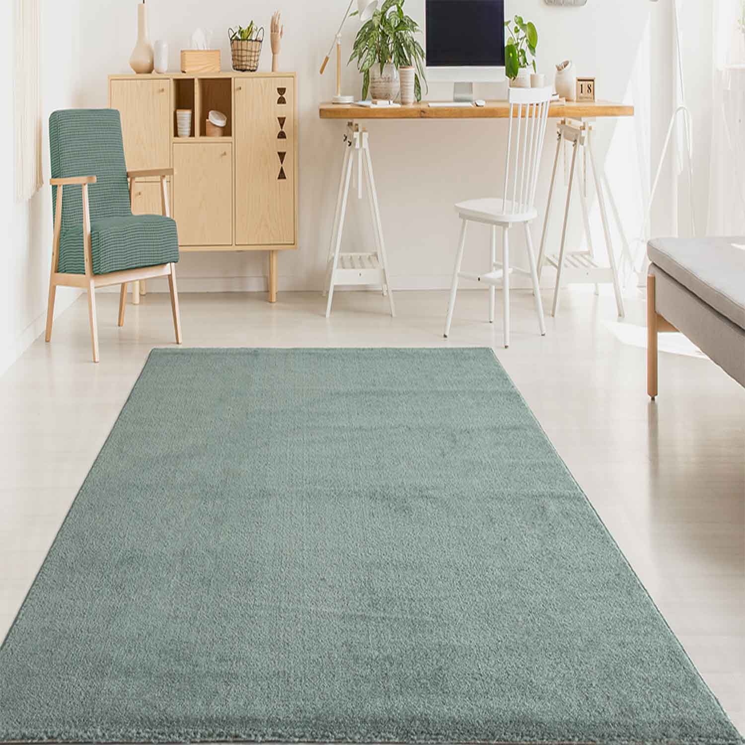 Short-pile, solid-color rug for living room, suitable for bedrooms and children's rooms; soft and easy-care; various sizes and colors. -26