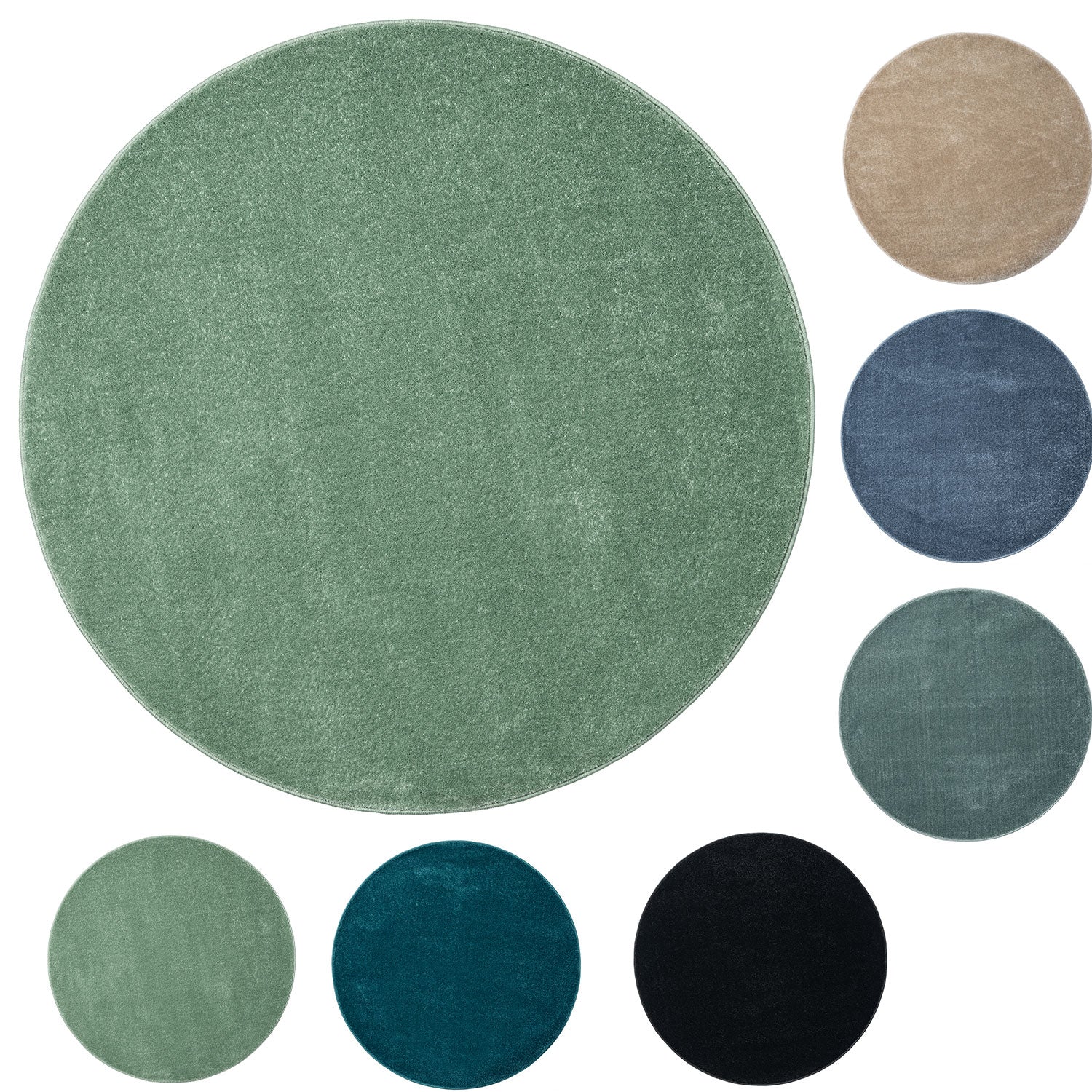 Round rug for living room, short pile, solid color, soft, round, suitable for bedroom or children's room-zoom-1