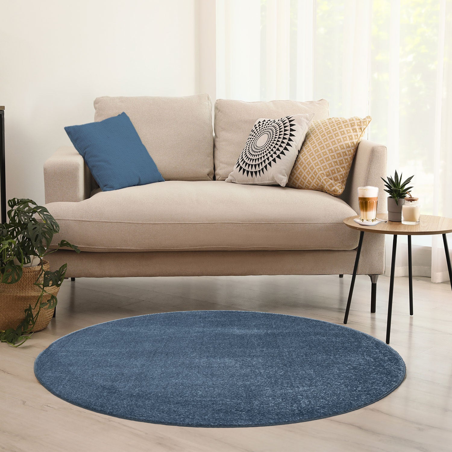 Round rug for living room, short pile, solid color, soft, round, suitable for bedroom or children's room-4