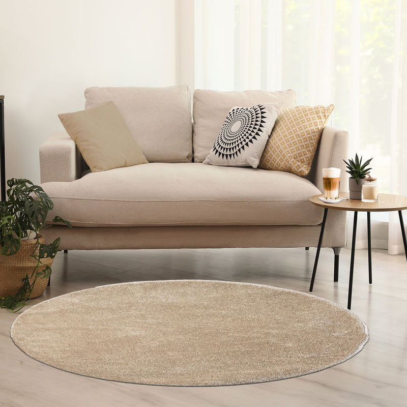 Round rug for living room, short pile, solid color, soft, round, suitable for bedroom or children's room-zoom-