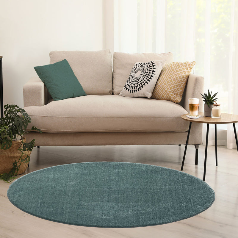 Round rug for living room, short pile, solid color, soft, round, suitable for bedroom or children's room-zoom-