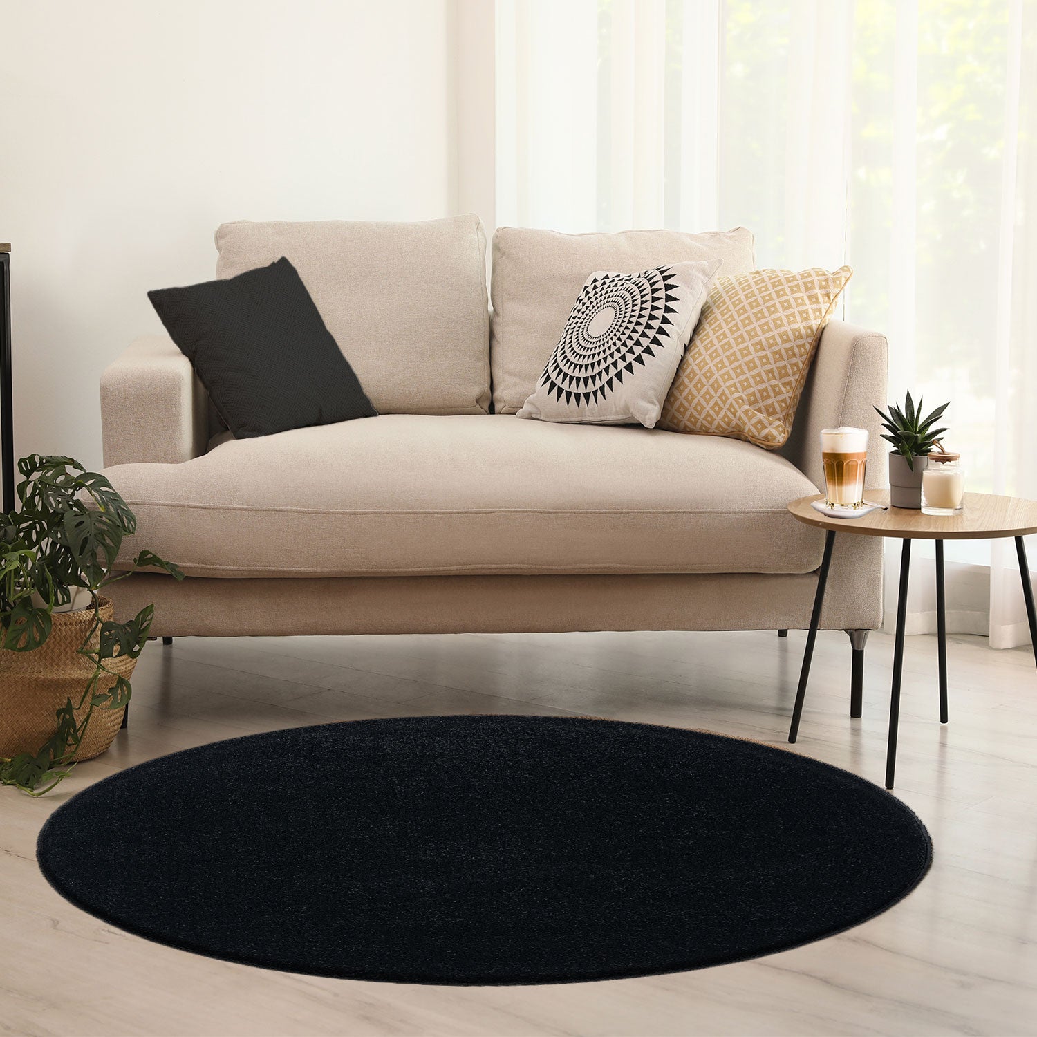 Round rug for living room, short pile, solid color, soft, round, suitable for bedroom or children's room-zoom-16