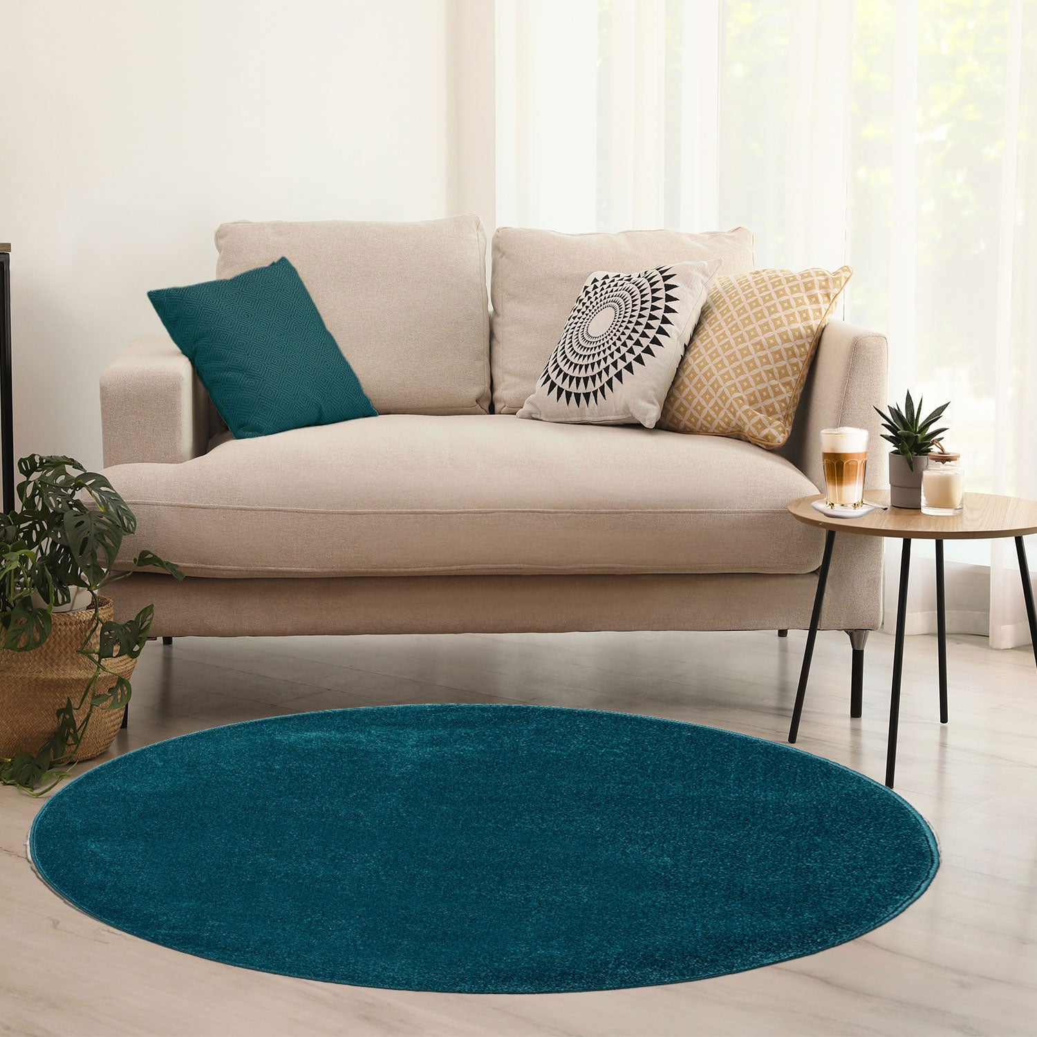 Round rug for living room, short pile, solid color, soft, round, suitable for bedroom or children's room-zoom-19