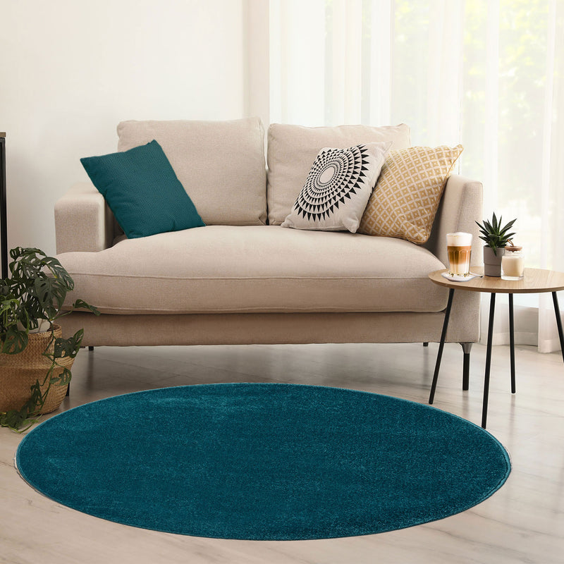 Round rug for living room, short pile, solid color, soft, round, suitable for bedroom or children's room-zoom-