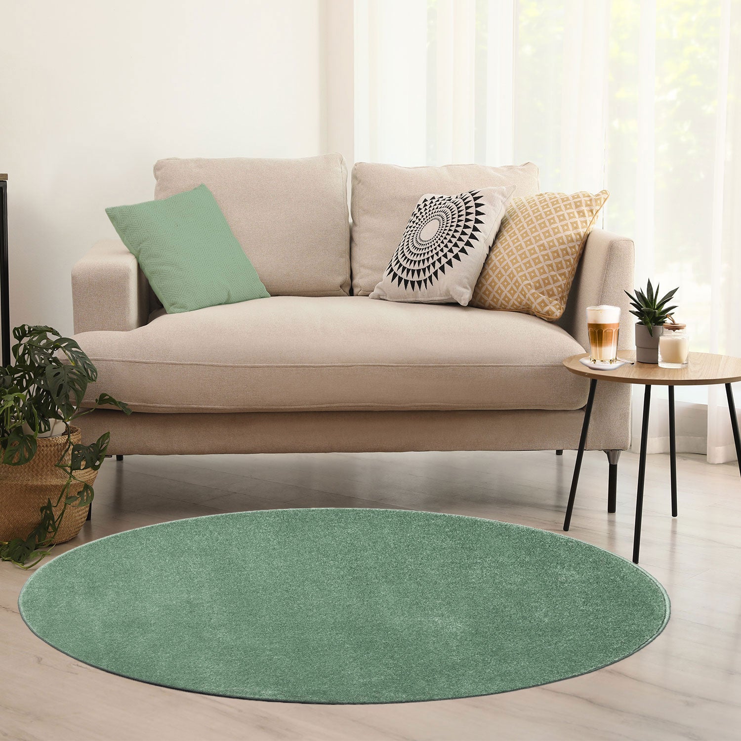 Round rug for living room, short pile, solid color, soft, round, suitable for bedroom or children's room-10